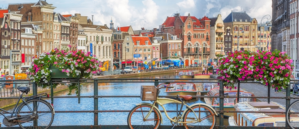 Amsterdam cityscape bicycles